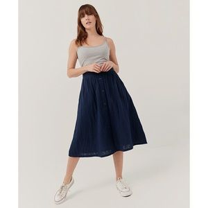 Pact Women's Maritime Navy The Coastal Button Front Skirt